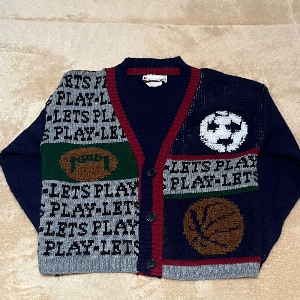Vintage Hot Cashews Sports Patch Cardigan Boys Football Soccer Basketball 6/7